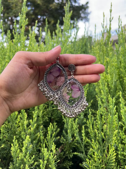 Oxidised violet jhumkas
