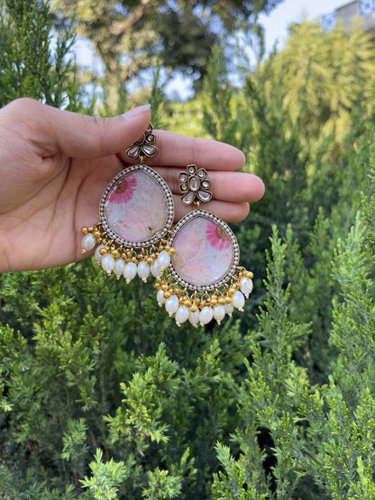 Pearly flora jhumkas